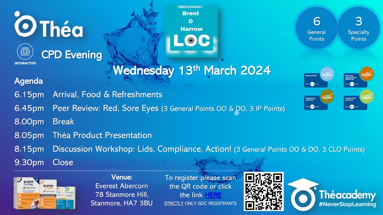 Brent & Harrow LOC announce CPD event for GOC registrants in Stanmore 13.4.2024